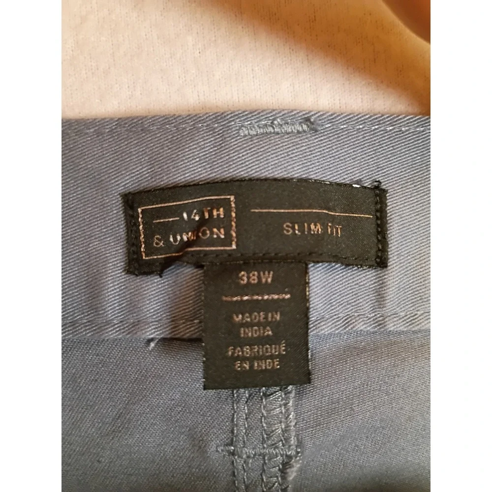Preppy 14th & Union Mens 38 Blue Grey Slim Fit Stretch Cotton Chino Shorts
